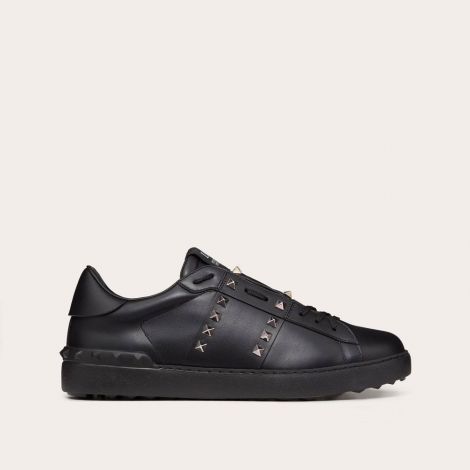 Valentino Ayakkabı Rockstud Siyah - Valentino Ayakkabi Calfskin Untitled Rockstud Sneaker Siyah Gri