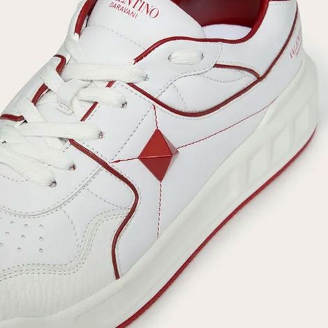 Valentino Ayakkabı One Stud Low Top Kırmızı - Valentino Ayakkabi Shoes One Stud Low Top Nappa Sneaker Beyaz Kirmizi