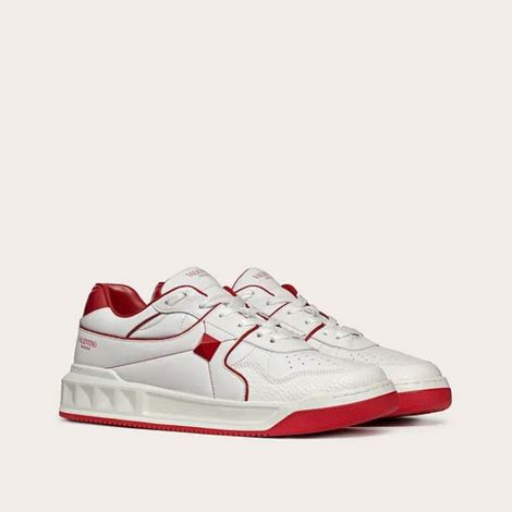 Valentino Ayakkabı One Stud Kırmızı - Valentino Kadin Ayakkabi One Stud Low Top Nappa Sneaker Beyaz Kirmizi