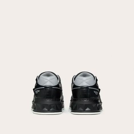 Valentino Ayakkabı One Stud Low Top Siyah - Valentino Shoes Ayakkabi One Stud Low Top Nappa Sneaker Gri Siyah