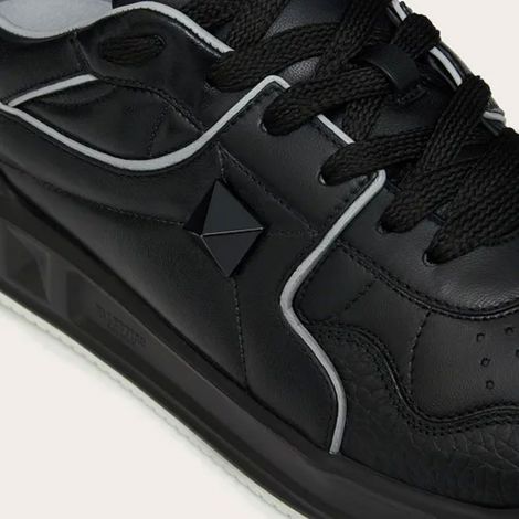 Valentino Ayakkabı One Stud Low Top Siyah - Valentino Shoes Ayakkabi One Stud Low Top Nappa Sneaker Gri Siyah