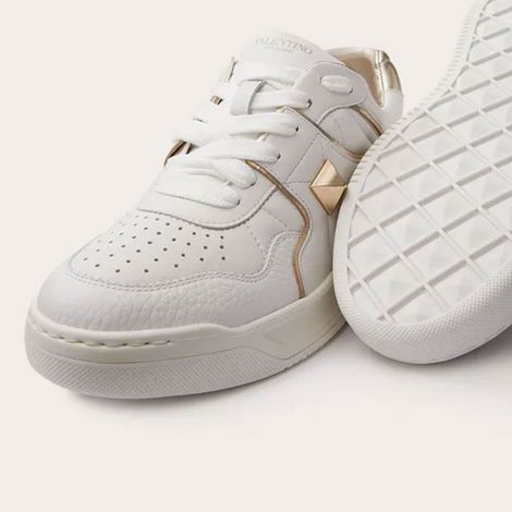 Valentino Ayakkabı One Stud Beyaz - Valentino Shoes Ayakkabi One Stud Low Top Nappa Sneaker Platin Beyaz